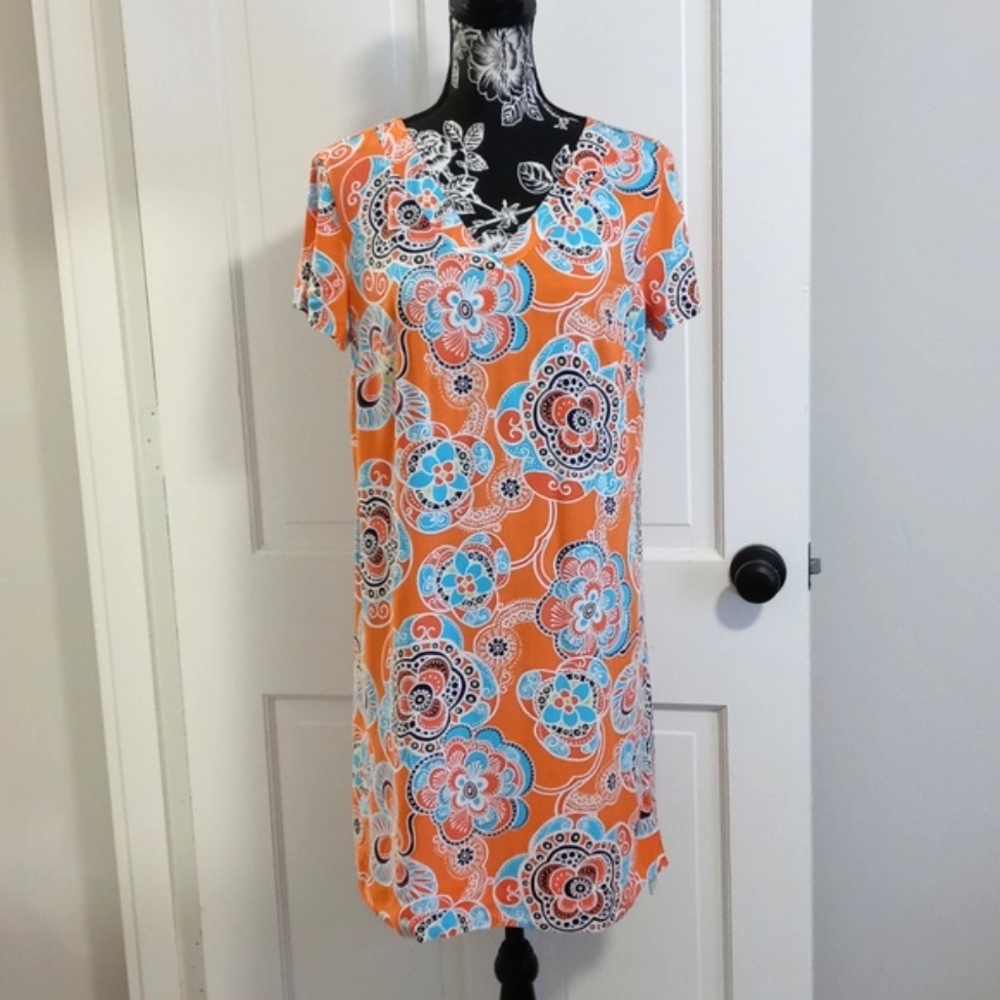 🆕️ 🧡Crown & Ivy🧡 - Orange/Blue Gateway To Bali Dress